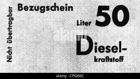 Nachkriegszeit, Elend und Not, Deutschland, Treibstoffmangel, Kupon für 50 Liter Diesel, 1946, Zusatzrechte-Clearences-nicht vorhanden Stockfoto