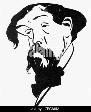 Debussy, Claude, 22.8.1862 - 26.3.1918, französischer Musiker (Komponist), Porträt, nach dem Gemälde von Emile Blanche, Karikatur von Lindloff, 1913, Stockfoto