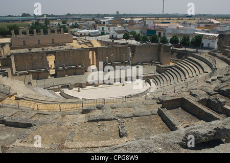 Römische Kunst. Spanien. Italica. Theater, 1. Jh. v. Chr. bis 1. Jahrhundert A C. Santiponce gebaut. Andalusien. Stockfoto