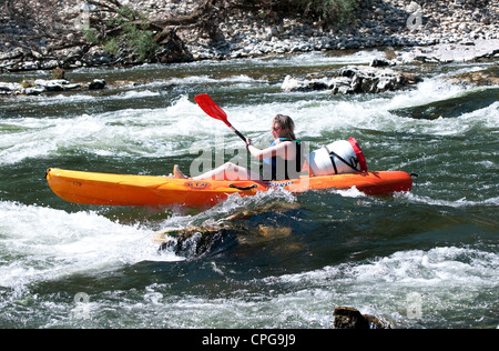 Kanu den Fluss Ardèche, Frankreich Stockfoto