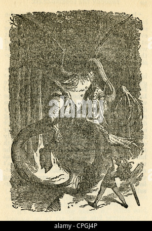 Ca. 1910 s Ausgabe von Alice im Wunderland. Das Jabberwock von John Tenniel. Stockfoto