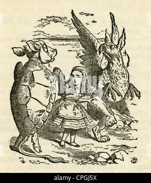 Ca. 1910 s Ausgabe von Alice im Wunderland. Die Mock Schildkröte und der Greif von John Tenniel. Stockfoto