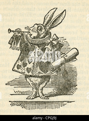 Ca. 1910 s Ausgabe von Alice im Wunderland. Weißes Kaninchen von John Tenniel. Stockfoto