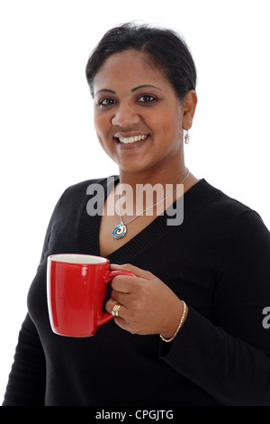 Porträt einer Frau Minderheit auf weißem Hintergrund Stockfoto