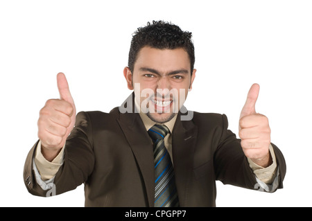 Junger Mann mit Daumen hoch, Porträt Stockfoto