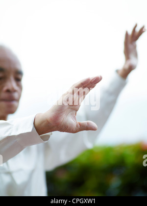 William Ng, ein Tai Chi Meister praktizieren Tai Chi Stockfoto