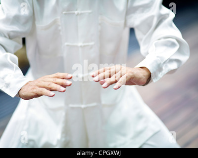 William Ng, ein Tai Chi meistern praktizieren Tai Chi. Stockfoto