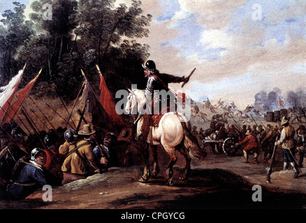 Ereignisse, Dreißigjähriger Krieg 1618 - 1648, kaiserlicher Offizier schickt Soldaten in die Schlacht, anonyme Malerei, um 1625, zusätzliche-Rechte-Clearences-nicht vorhanden Stockfoto