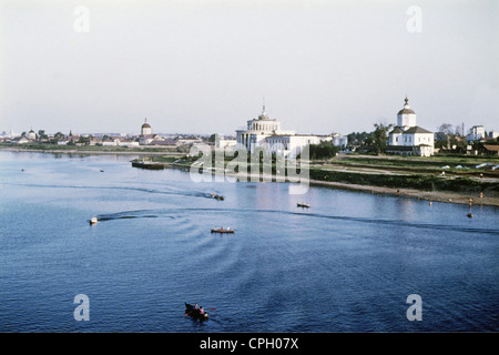 Geographie / Reisen, Russland, Tver, Stadtblick, Wolga, 1960er Jahre, Additional-Rights-Clearences-not available Stockfoto