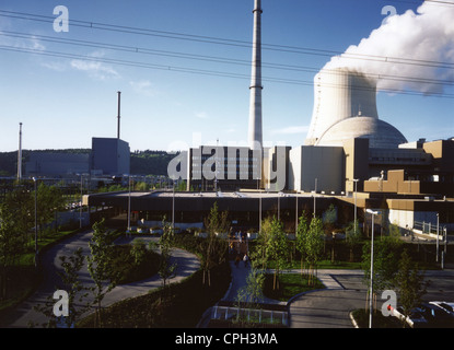 Energie, Kernkraft, Kernkraftwerk, Isar 1, Markt Essenbach, Niederbayern, Deutschland, Außenansicht, 1992, zusätzliche-Rechte-Freiungen-nicht vorhanden Stockfoto