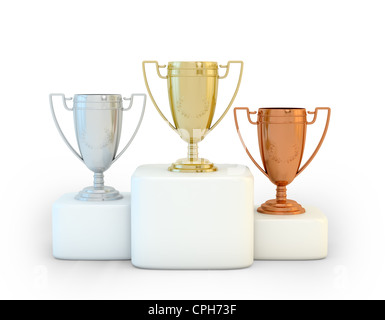 Sport-Podium im ersten, zweiten und dritten Platz Stockfoto