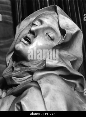 Teresa von Avila, 28.3.1515 - 4.10.1582, spanischer Heiliger, Nonne, Mystiker, Porträt, Skulptur, Detail der Gruppe von Gian Lorenzo Bernini, ca. 1646, Cornaro-Kapelle, Santa Maria della Vittoria, Rom, Stockfoto