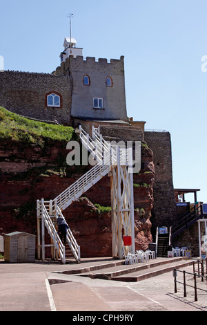 JACOBS LADDER UND DEM UHRTURM. SIDMOUTH EAST DEVON. VEREINIGTES KÖNIGREICH. Stockfoto