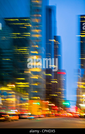 USA, USA, Amerika, New York, Manhattan, 42 Street, City, Konzept, Bild, Lichter, verschwommen, Nacht, Stockfoto