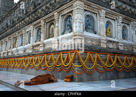 Mahabodhi Tempel, Heimat der Banyan-Baum unter denen erhielt Herr Budha Aufklärung, Bodh Gaya, Bihar, Indien Stockfoto