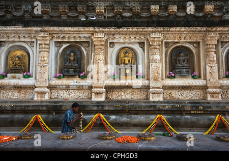 Mahabodhi Tempel, Heimat der Banyan-Baum unter denen erhielt Herr Budha Aufklärung, Bodh Gaya, Bihar, Indien Stockfoto