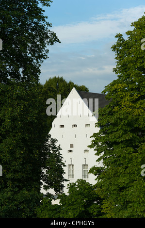 Typisches Haus neben dem Fluss Jeker, Maastricht, Limburg, Niederlande, Europa. Stockfoto