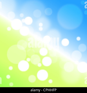 Hintergrund - abstrakte Abbildung Bokeh in blauen, grünen und gelben Farben Stockfoto