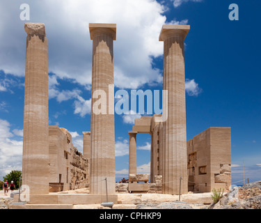 Dorischer Tempel der Athena Lindia in Lindos auf der griechischen Insel Rhodos Stockfoto
