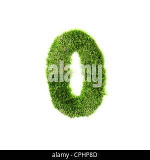 Rasen-Ziffer isoliert auf einem weißen Hintergrund - 0 Stockfoto