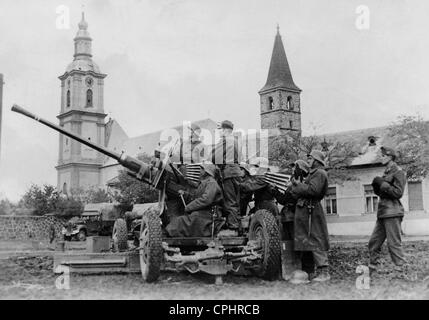 Flak-Stellung in Ungarn, 1944 Stockfoto