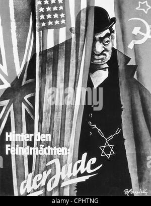 Anti-Semitic Propagandaplakat Stockfoto