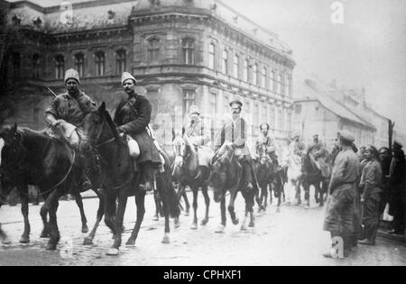 Eintrag der russischen Kavallerie in Lemberg, 1914 Stockfoto