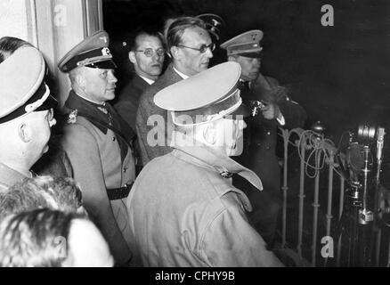 Heinrich Himmler, Heinz Guderian, Arthur Seyß-Inquart, Adolf Hitler in Linz, 1938 Stockfoto