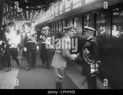 Adolf Hitler begrüßt Miklos Horthy, 1938 Stockfoto
