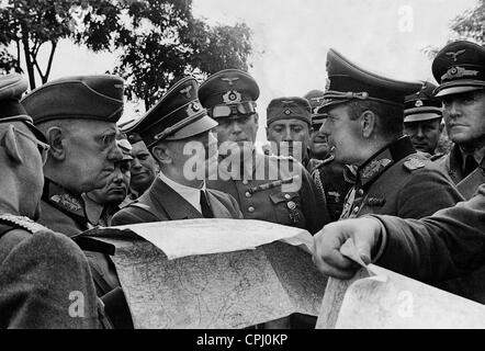 Adolf Hitler mit Generäle während des Kampfes in Polen, 1939 Stockfoto