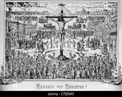Anti-Semitic Illustration aus dem "Politischen Bilderbogen" mit dem Titel 'Das Märchen von Christus!', Dresden, 1896 (Lithographie) Stockfoto