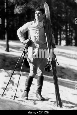 Clark Gable Skifahren, 1933 Stockfoto