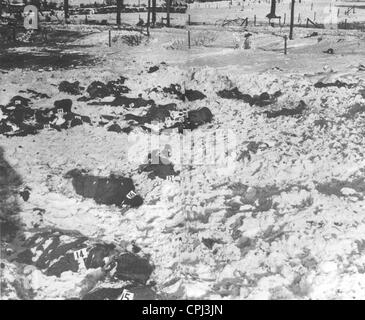 Leichen von hingerichteten Amerikaner in Malmedy, 1944 Stockfoto