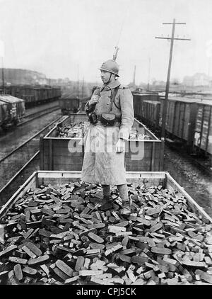 Französische Soldaten im Ruhrgebiet, 1923 Stockfoto