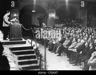 Joseph Goebbels spricht auf einer feierlichen Sitzung der Reichskulturkammer, 1935 Stockfoto