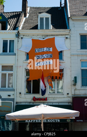 Café-Bar, die Unterstützung der niederländischen nationalen Team im Jahr 2010, World Cup, Maastricht, Limburg, Niederlande, Europa. Stockfoto