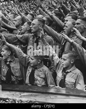 Mitglieder der Hitler-Jugend in Nürnberg Rallye, 1937 Stockfoto