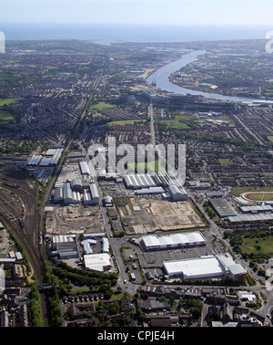 Luftaufnahme von Bauland an Byker, Newcastle Upon Tyne Stockfoto