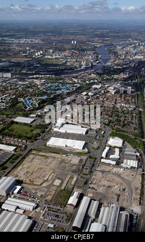 Luftaufnahme von Bauland an Byker, Newcastle Upon Tyne Stockfoto