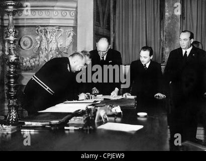 Unterzeichnung der "Rom-Protokolle" von Österreich, Ungarn und Italien, 1934 Stockfoto