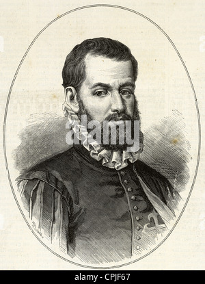 Pedro Menendez de Aviles (1519-1574). Spanische Marine-Offizier und Eroberer. Gravur in spanischen und amerikanischen Abbildung, 1880. Stockfoto