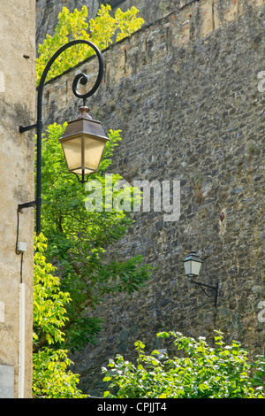 Stadt-Lampen in Corte in Korsika Stockfoto