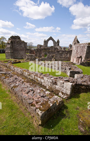 Ein Blick auf Haughmond Abbey, Shropshire, UK. Die Ruinen einer Augustiner-Abtei. Stockfoto