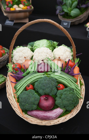 Korb mit frischen Produkten, Gemüse, RHS Chelsea Flower Show, London Stockfoto