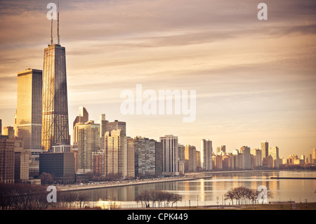 Skyline von Chicago vom Navy Pier Stockfoto