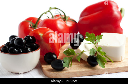 Tomaten, Oliven, Paprika, Feta-Käse Stockfoto