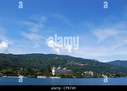 Panorama von Stresa am Lago Maggiore, Piemont, Italien Stockfoto