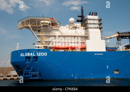 Globale 1200 modernste Schiff seiner Art in der Welt. Für den Einsatz im Bereich Öl & Gas für die Rohrverlegung Stockfoto