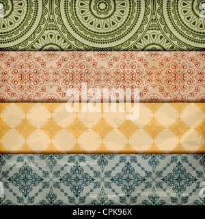 nahtlose floralen grenzt an zerknülltes Papier, Grunge Textur, Stockfoto