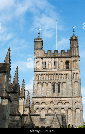Die Kathedrale Saint Peter an der Exeter/Exeter cathedral tower. Devon. England Stockfoto